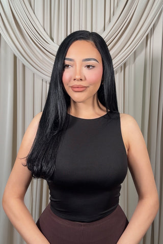 Black High Neck Crop Top