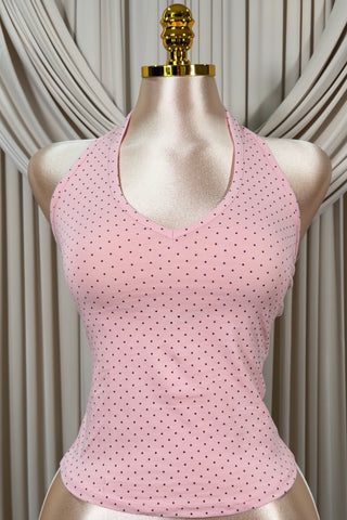 Pink Polka Dot Halter Top