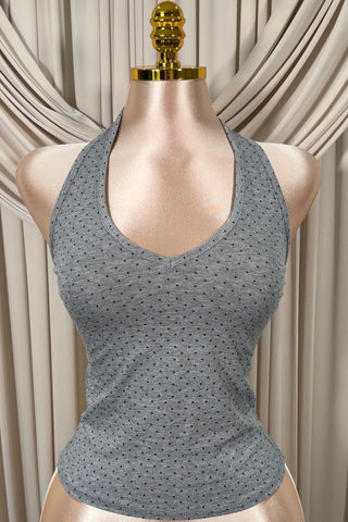 Gray Polka Dot Halter Top